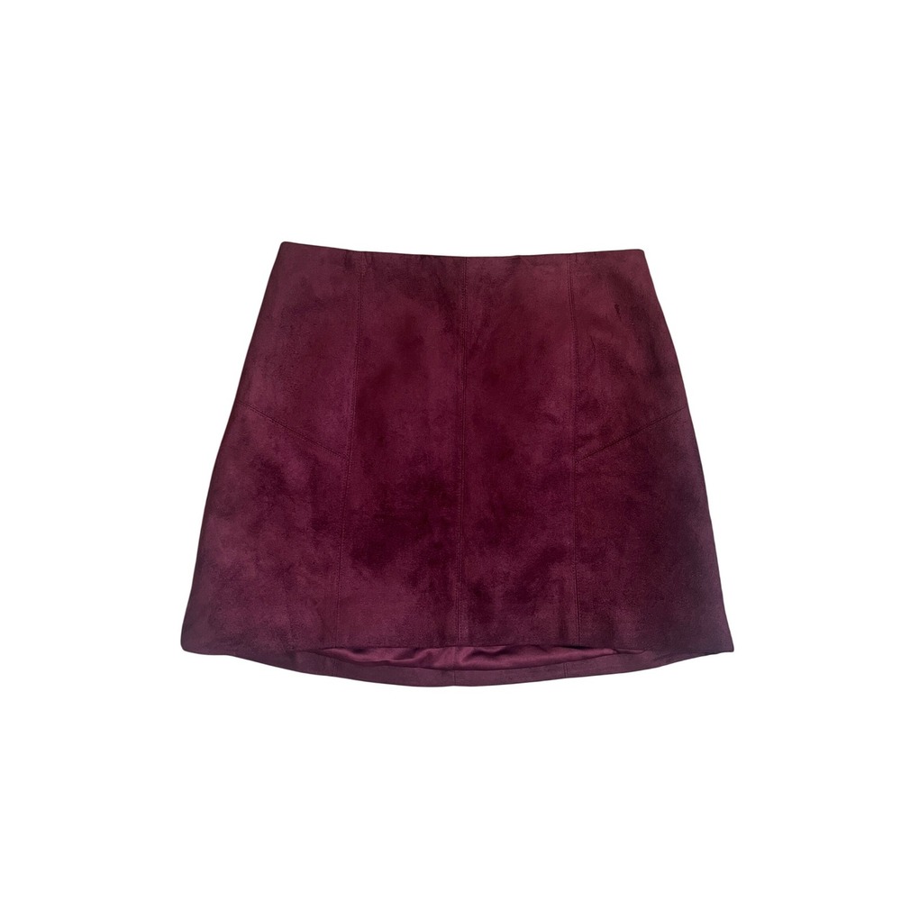 Faux Suede Mini Skirt Size Small Western Chic Cherry Red Dark Academia Mod NWT